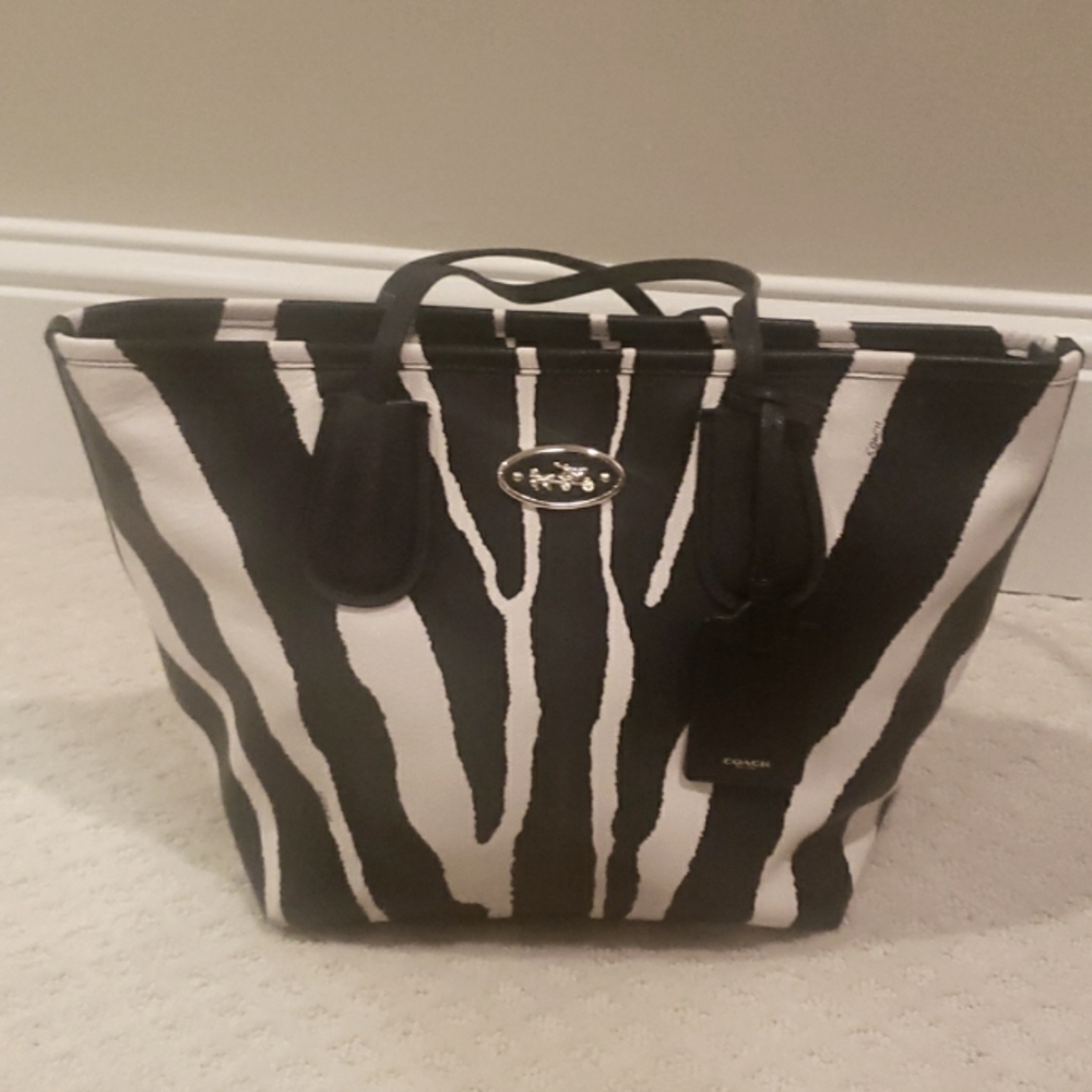Coach zebra print tote